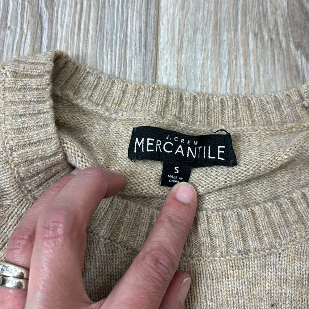 J. Crew beige crewneck wool blend sweater men small